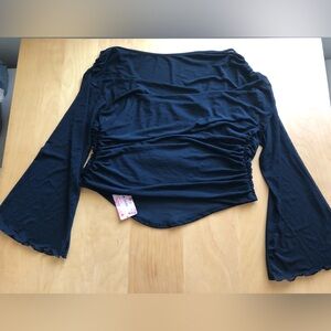 SHEIN Black Flared Sleeve Blouse